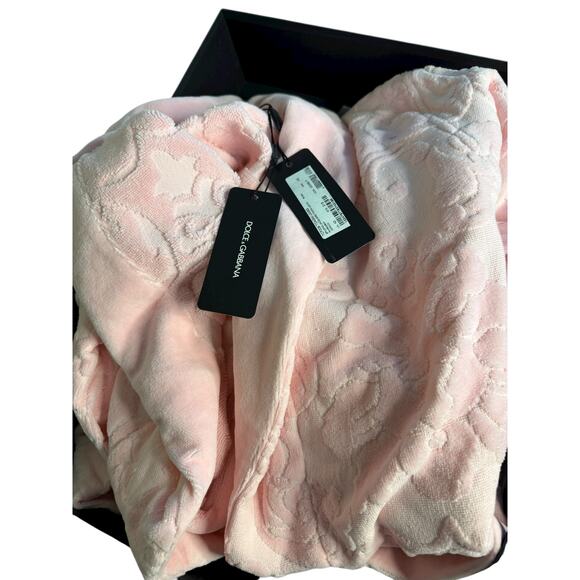 Dolce & Gabbana NWT Terry Cotton Jacquard Bath Robe in Pink Size XS - Picture 7 of 11